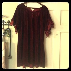 Burgundy velvet dress